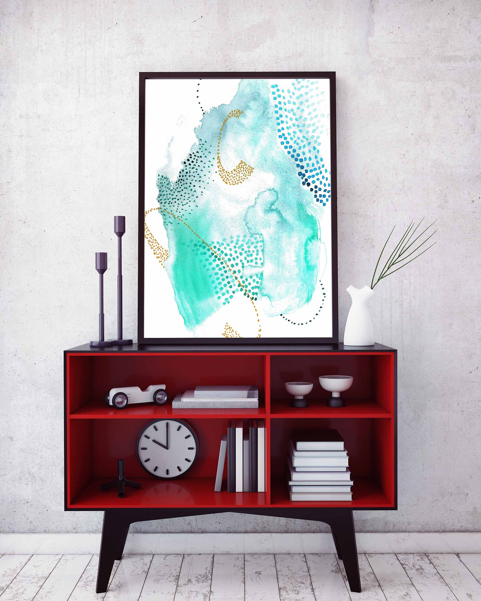 Large Green Abstract Wall Art Modern Green Home Decor | Etsy