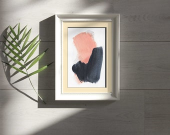 Pink and Navy Abstract Art Print