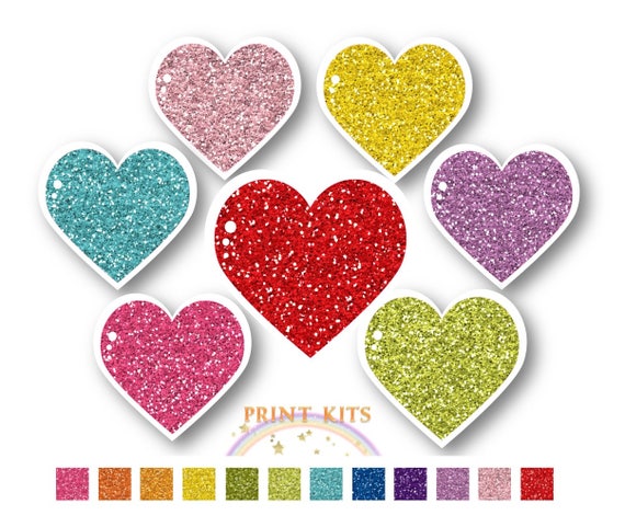 Glitter Heart Clipart Heart Clip Art Glitter Heart Png Etsy
