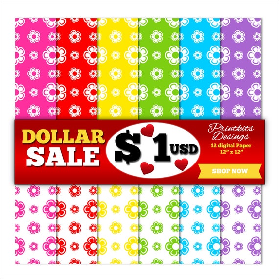 DOLLAR SALE Instant Download Flowers Digital Scrapbook Etsy
