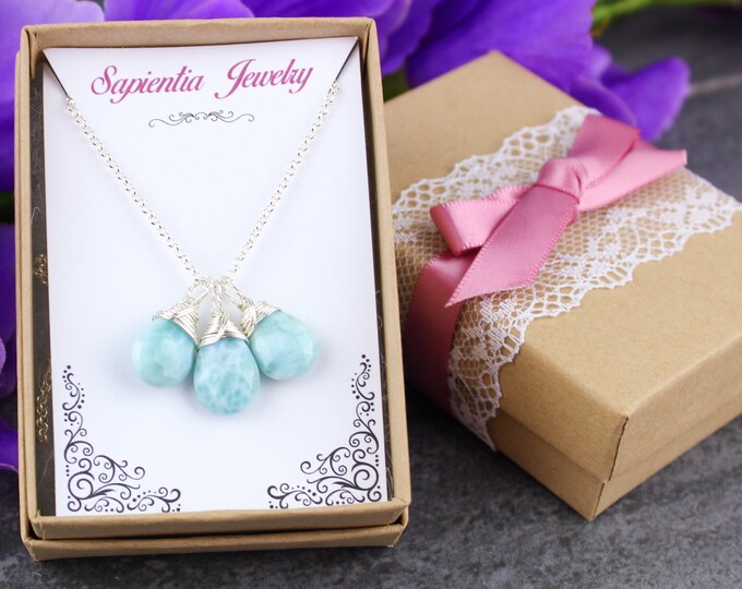 Larimar Necklace, Larimar Silver Necklace, Larimar Gold Necklace, Blue ...