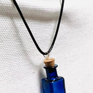 Blue gothic bottle leather necklace choker