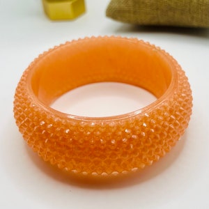 Peach Resin Bracelet | Peach Bangle | Vintage Resin Peaches and Cream Bangle | Peach  Bracelet | Fruit Jewelry | Statement Bracelet