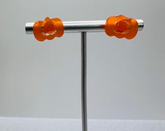 Dainty Shiny Orange Jack O Latern resin post earrings