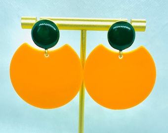 Boho Chic Acrylic and Enamel Drop Earrings