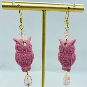 Vintage Lucite Drop Owl Earrings