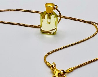 Flawless, Vintage faceted Yellow Swarovski Crystal pendant perfume necklace