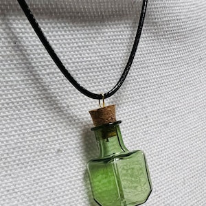 Green gothic bottle leather necklace choker