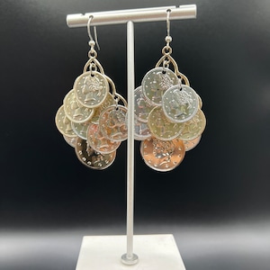 One of a kind silver coin chandelier earrings