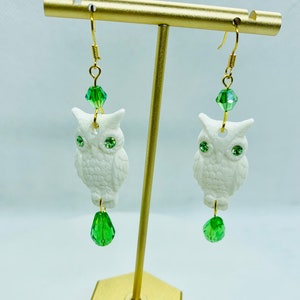 Vintage Lucite Drop Owl Earrings