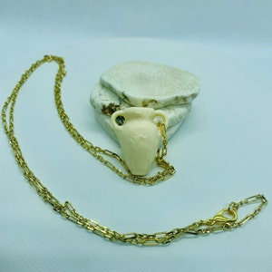 Long boho chic 14K gold filled rolo chain necklace with vintage Lucite Urn accent