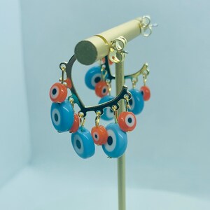 Dainty Evil Eye Hoop drop earrings