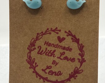 Dainty Matte Blue Sea Whale resin post earrings
