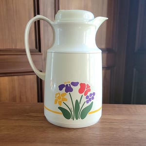 Vintage Thermos Helga Carafe No. 490 — Nina Floral Pattern, West Germany, 1980s, 1 Quart