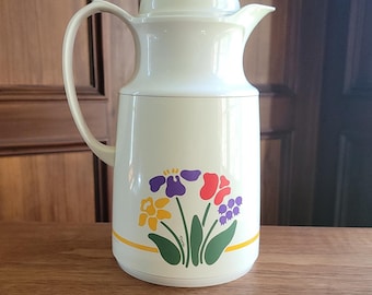 Vintage Thermoskanne Helga Karaffe Nr. 490 - Nina Blumenmuster, West Germany, 1980er Jahre, 1 Quart
