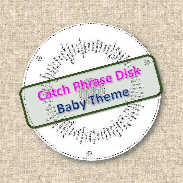 Baby Catch Phrase Party Game Disk/Insert Download - Baby, Baby Shower, Gender Reveal Theme