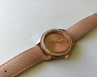 womans Pink Watch with stones pink leather band