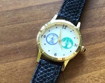 Heidi Daus Amethyst Peridot Crystal Watch Genuine Leather 