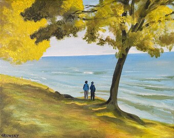 Two Boys At The Lake - Giclée print of original acrylic art