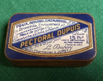 Vintage Belgische Blech Werbedose-Pectoral Dupuis-Cold Medicine-French & Dutch