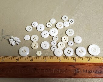 30+ Antique French Milk Glass Buttons-Sewing Crafting