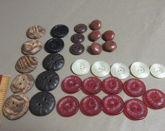 30+ Vintage French Buttons-Sewing, Leather, Wood