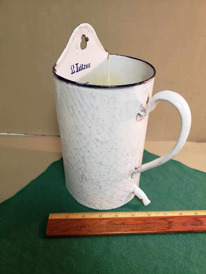 Antique French Blue & White Enamelware Irrigator Douche Etsy