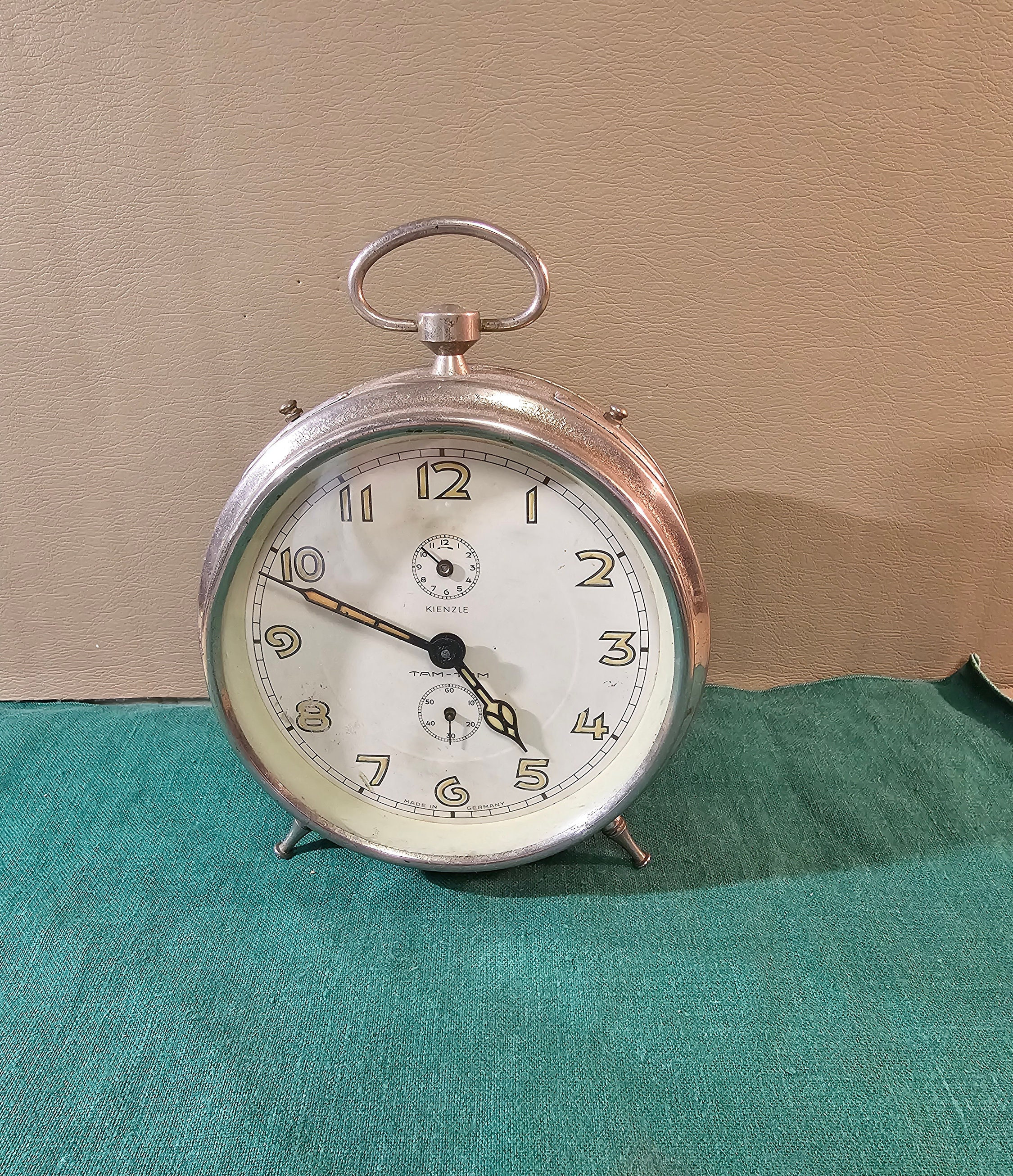 Vintage Kienzle Tam-tam German Alarm Clock-wind Up-bedside Table