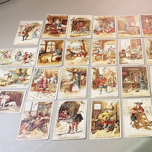 Set mit 24 antiken französischen Chocolat du Planteur Werbekarten