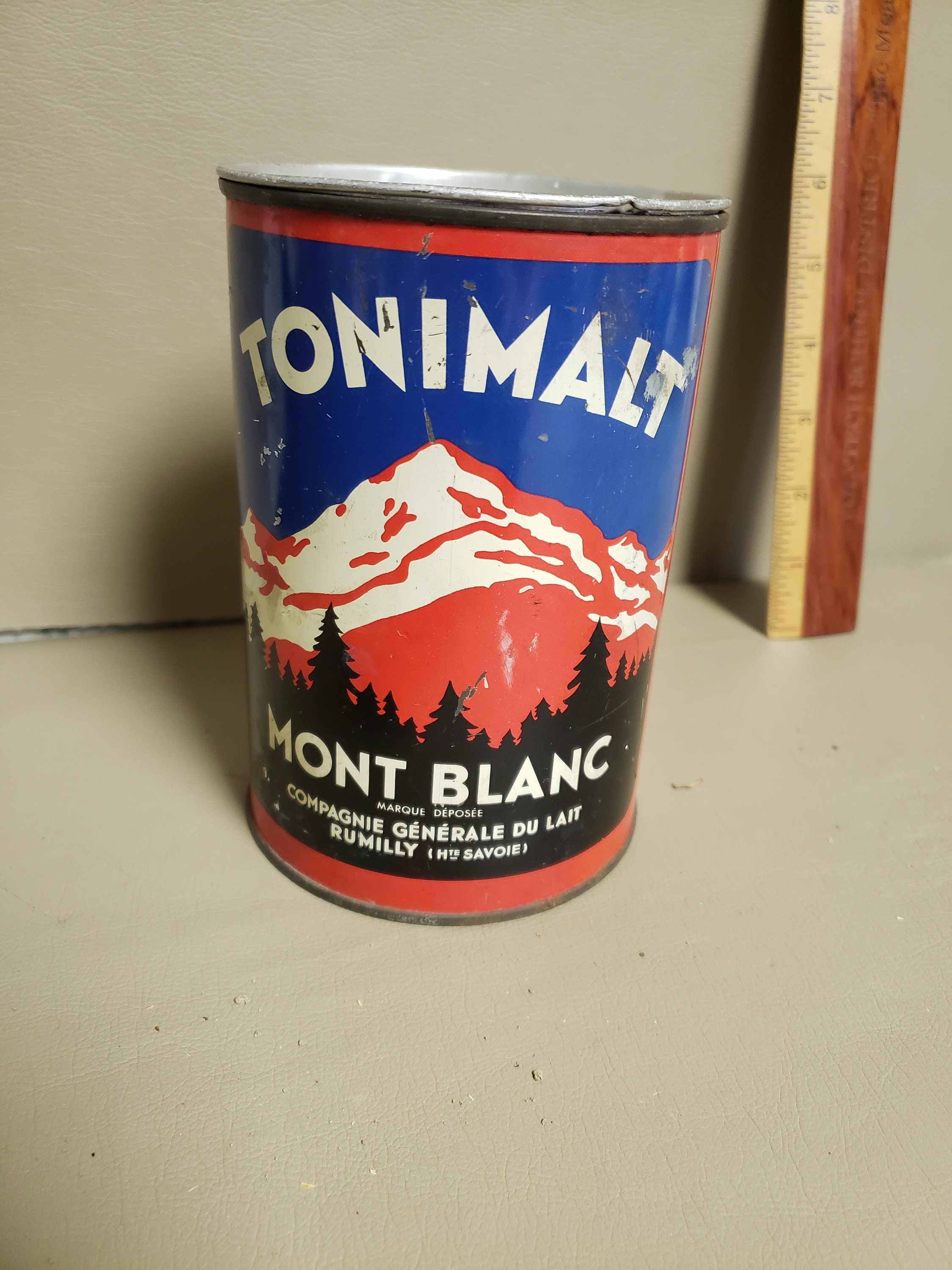 Publicité antique Boîte de conserve-Tonimalt Mont Blanc-Français Conteneur  -  France