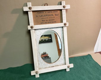 Antique Advertising Mirror from Bretagne France-OLD Pharmacy Ad