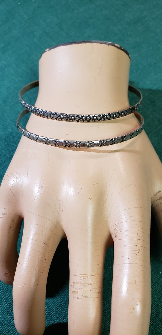 2 Vintage  Sterling Silver Bangle Bracelets-Old C… - image 3