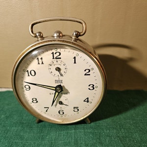 Vintage Melux German Alarm Clock-Running-Old Nickle Plated Clock image 1