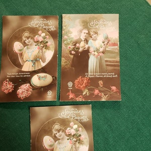 Antieke Franse Happy Easter Ansichtkaart-Postally Ongebruikt
