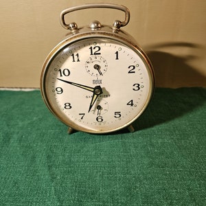Vintage Melux German Alarm Clock-Running-Old Nickle Plated Clock image 4