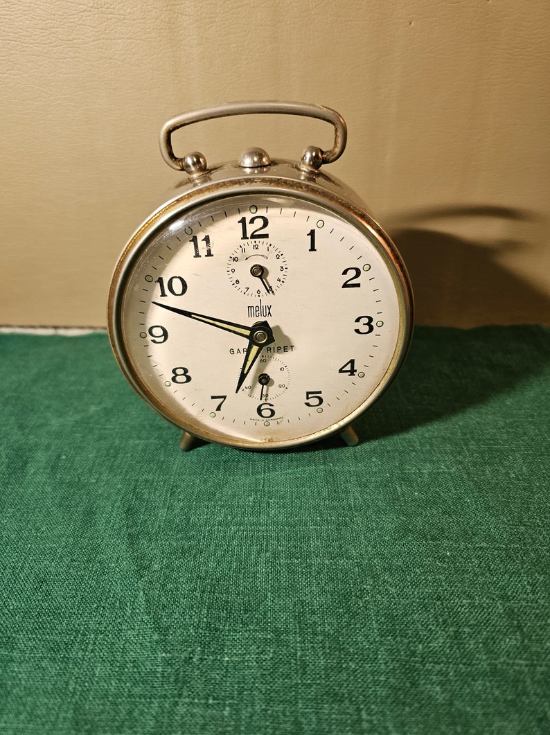 Vintage Melux German Alarm Clock-Running-Old Nickle Plated Clock image 4