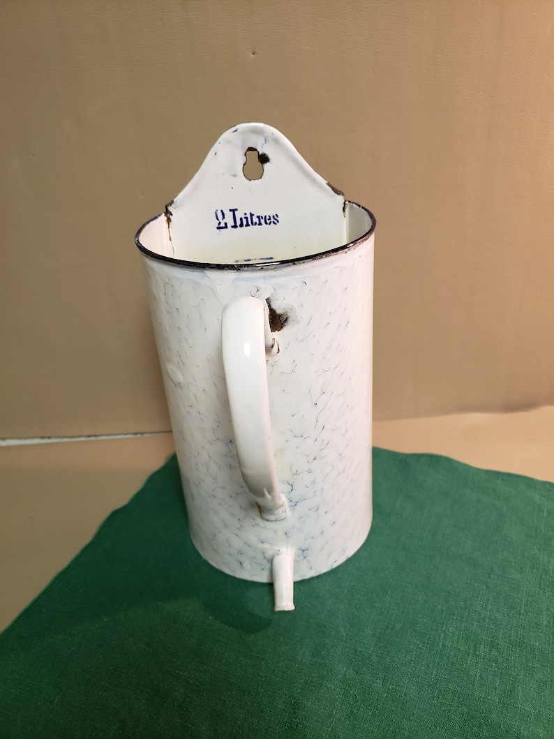 Antique French Blue & White Enamelware Irrigator Douche Etsy