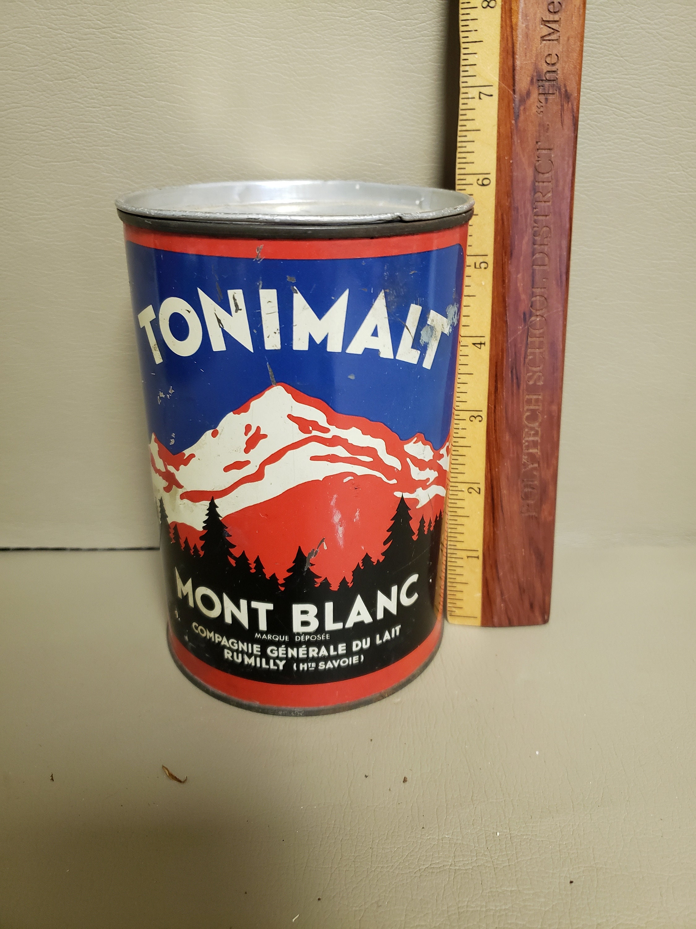 Antique Advertising Tin Can-tonimalt Mont Blanc-french Container