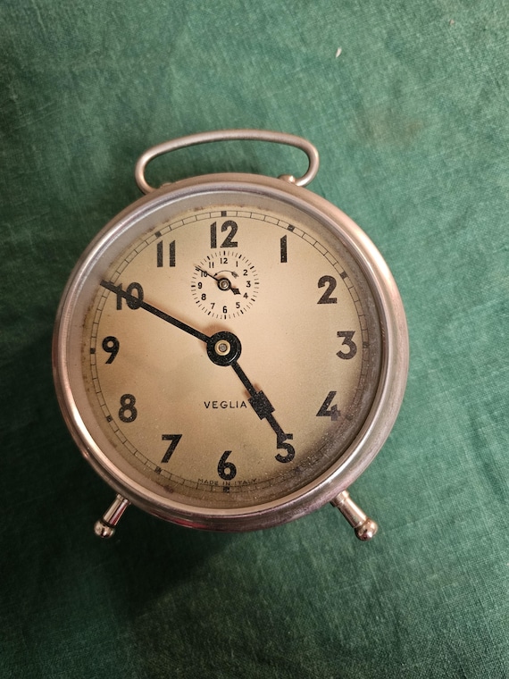 Vintage Italian Veglia Wind-up Alarm Clock-old Timepiece for Decor