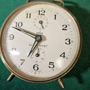 Vintage Melux German Alarm Clock-Running-Old Nickle Plated Clock image 2