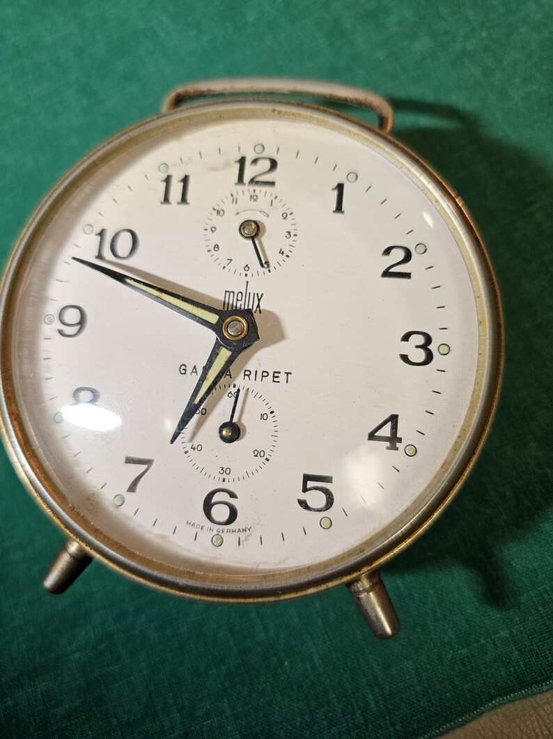Vintage Melux German Alarm Clock-Running-Old Nickle Plated Clock image 2