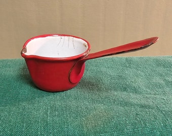 Vintage French Red Enamelware Butter Warmer