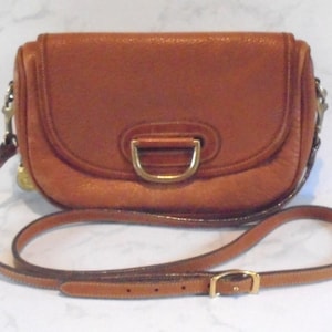 Early 1980s Dooney & Bourke Horseshoe Collection Porthole Clutch with Shoulder Strap Peanut with British Tan Rare