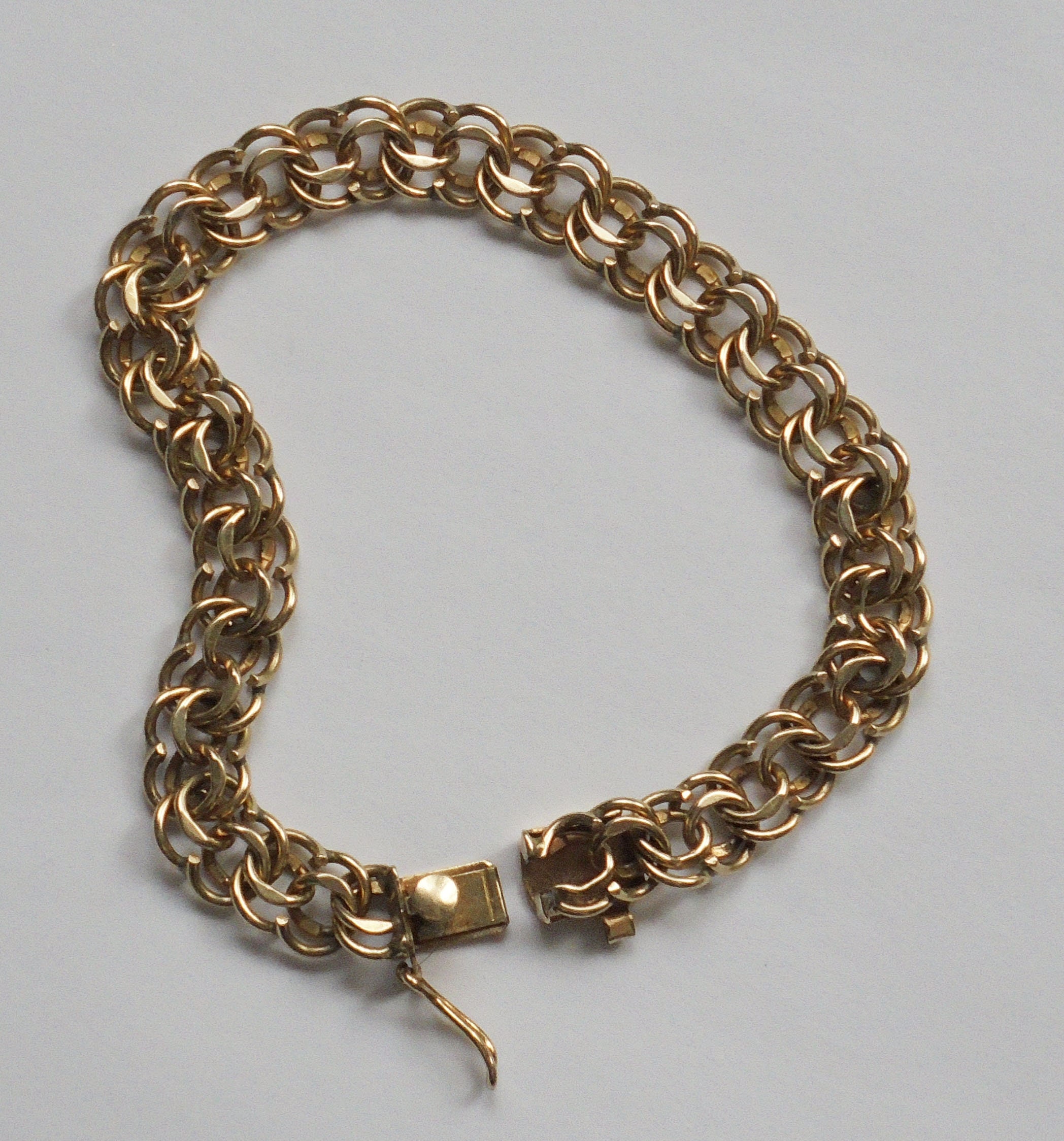 1960 s 14k Yellow Gold Double Link Charm Bracelet Etsy