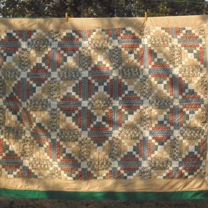 Hand Pieced and Quilted pre-1960s Double Size Quilt