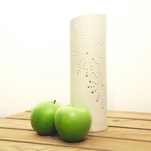 Cylindrical Lamp decorated with flowers, Limoges porcelain