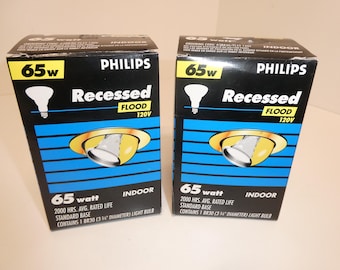 2-Pack PHILIPS 65W BR30 Indoor Flood Light Bulbs Bulb • New in Box medium base 3 3/4 dmtr. Not LED