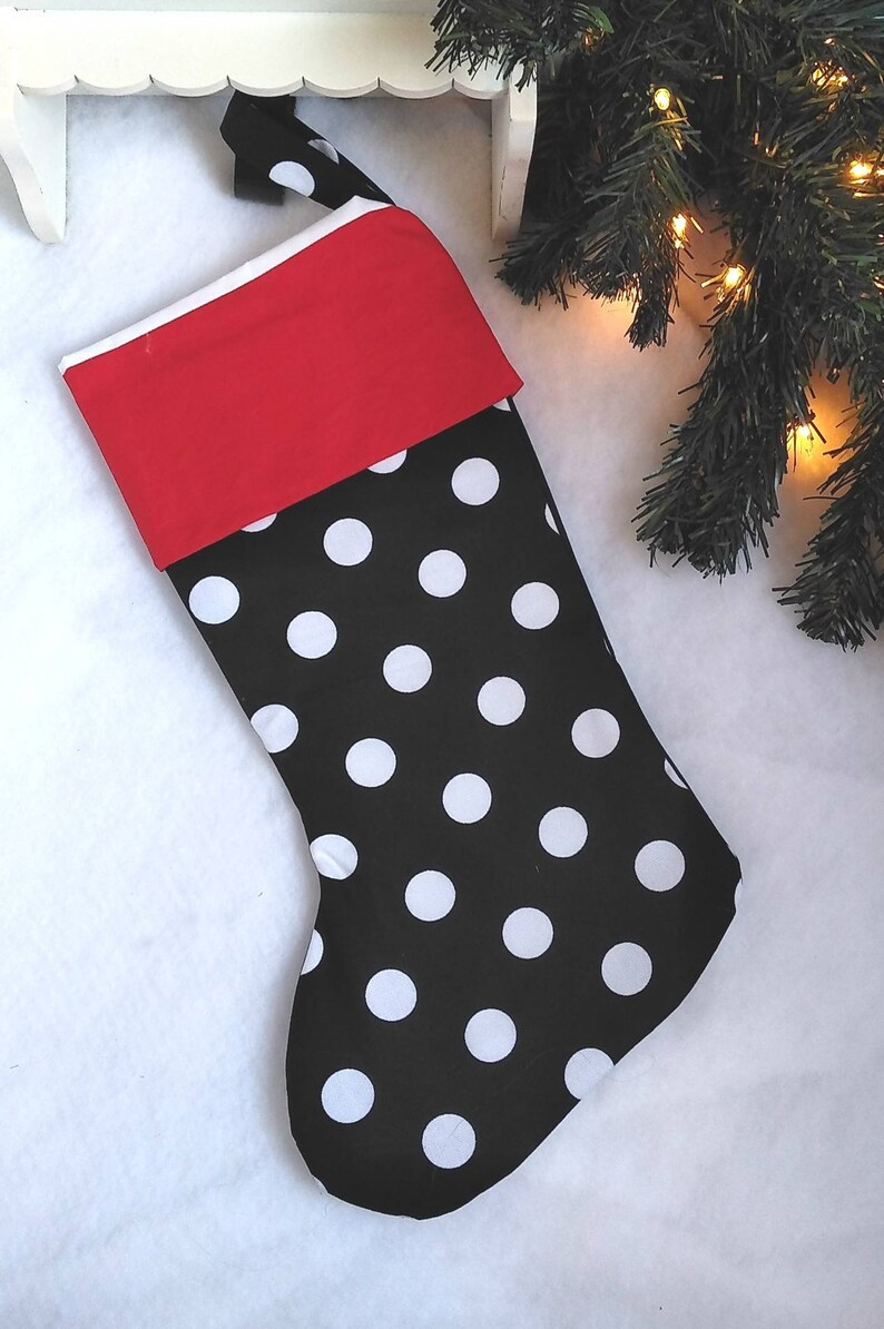 Black & White Polka Dot Christmas Stockings for Kids Etsy