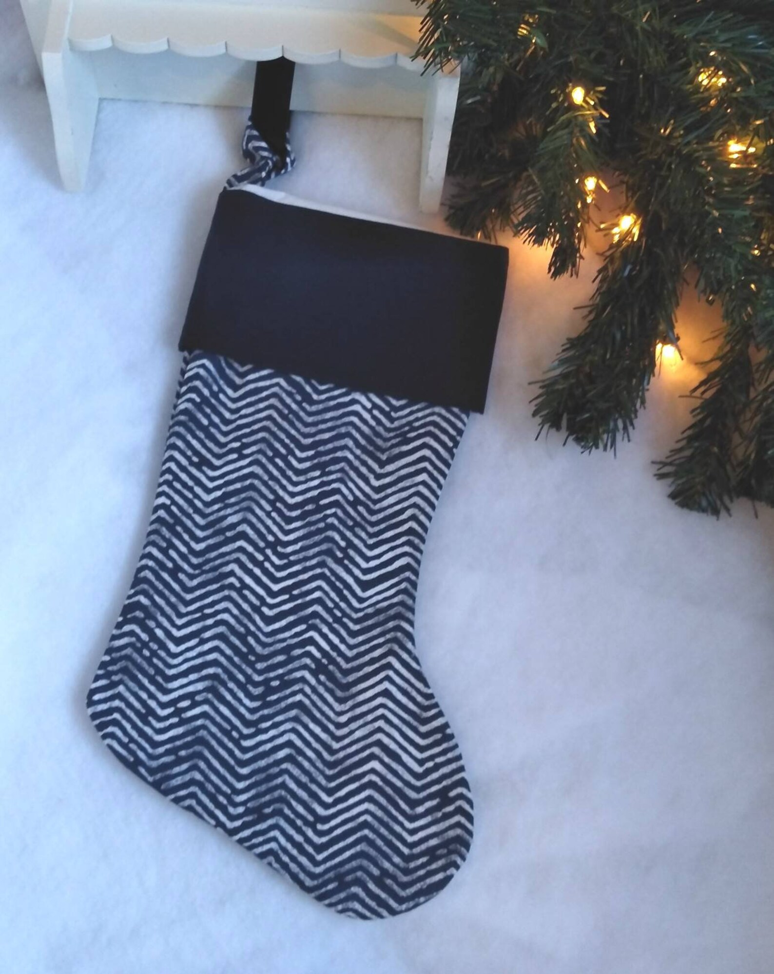 Navy Blue Herringbone Family Christmas Stockings Personalized Etsy