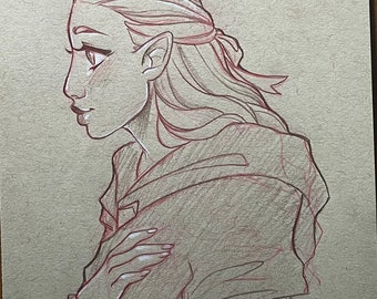 Elven Original Pencil Sketch